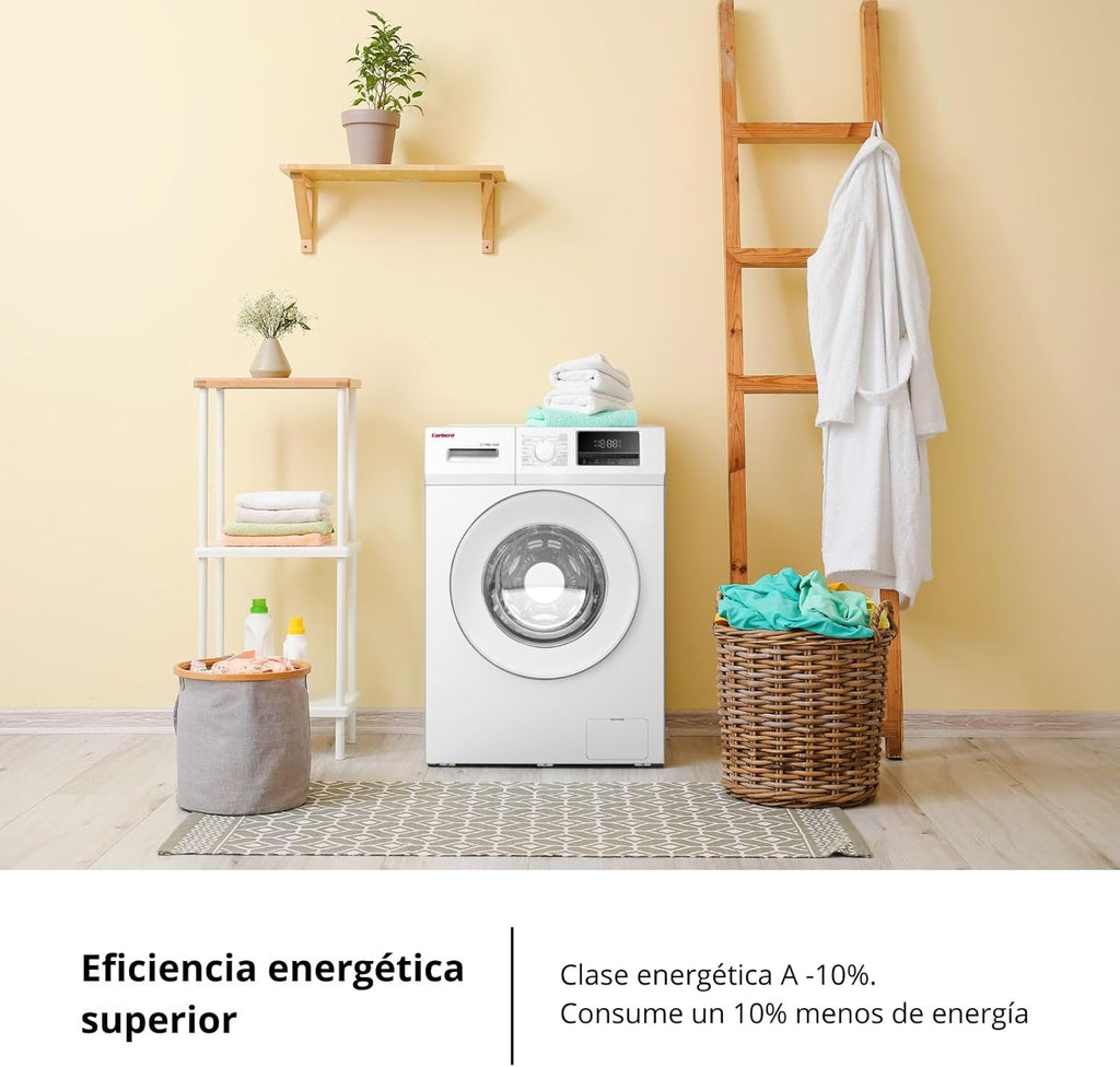 Corberó - Lavadora Carga Frontal Premium 8kg | CLT8BL1424 | 1400 Rpm | Motor Inverter, 16 Programas, Inicio diferido 3-24 Horas, Lavado Rápido de 15-30 Min., Puerta XXL | Blanco