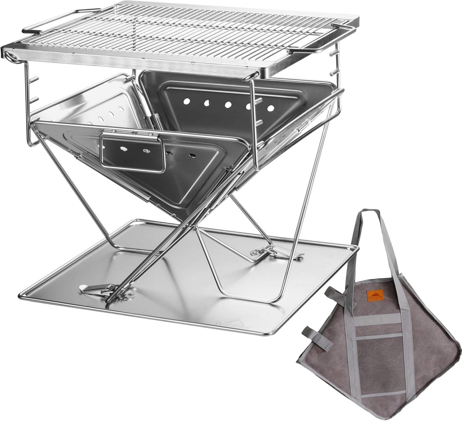 Campingmoon MT-045 grill ognisko składane ze stali nierdzewnej - duży