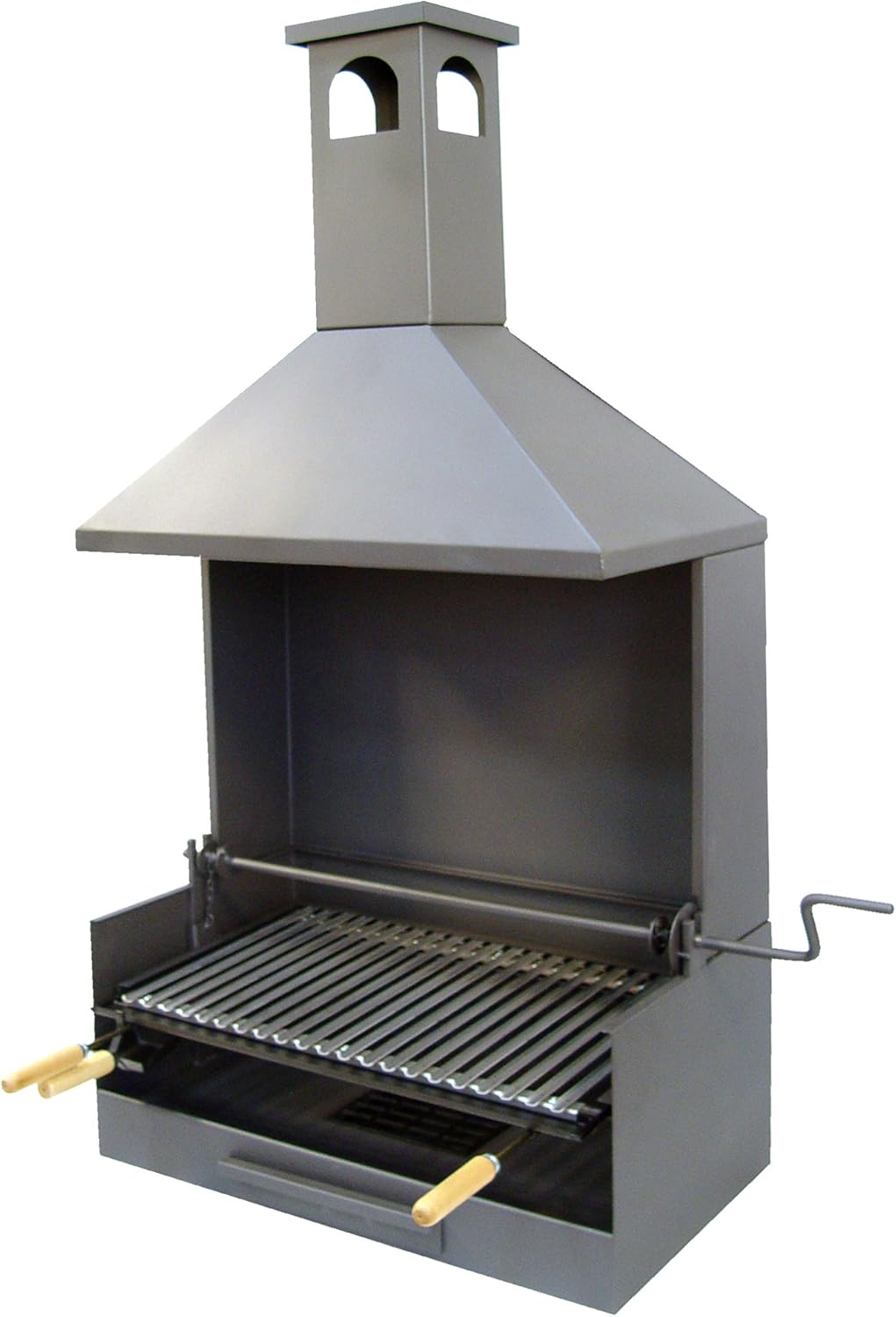 Imex El Zorro – Barbacoa Chimenea con Bandejas Metálicas | 61x40x217 cm | Acero Reforzado con Parrilla Inoxidable y Chimenea Evacuadora | Ideal para Jardines, Patios y Terrazas