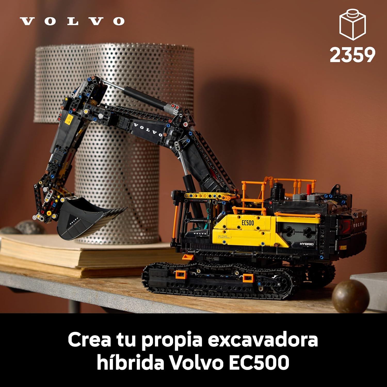 Technic Excavadora Volvo EC500 Hybrid - Kit de Maquetas para Adultos de Vehículo de Obra Motorizado con Brazo Móvil, Orugas, Martillo y Pala - Idea de Regalo para Hombres 42215