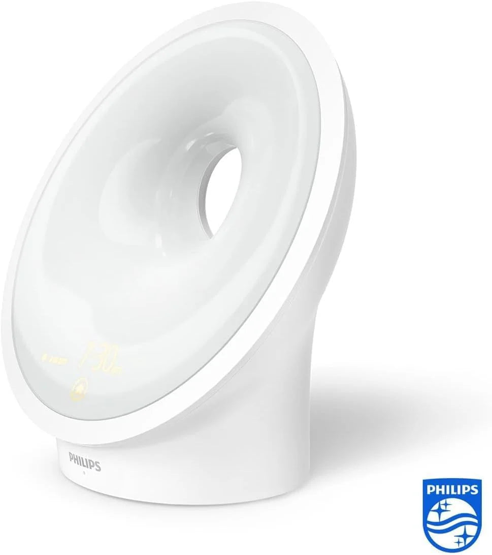 Philips Wake-up Light HF3651/01 Natural Light Alarm Clock, Multiple Lights and Sounds, Midnight Light and FM Radio, with Mobile Charger, Plastic, White, 12 x 19 x 19 cm, 1 kg