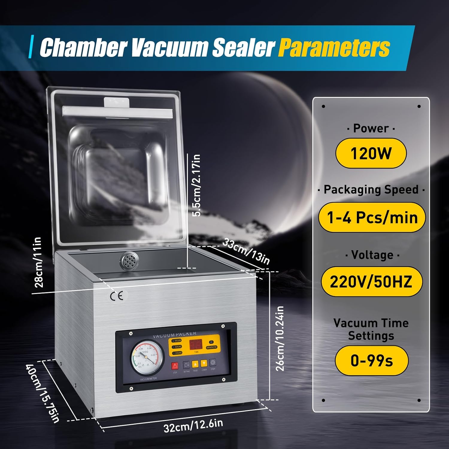 Máquina de Envasado al Vacío Profesional DZ-260 - Selladora Industrial de Película 220V - Dispositivo de Vacío de Acero Inoxidable