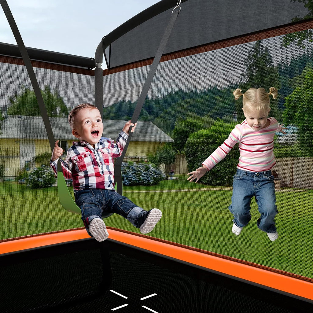 LIFEZEAL Trampolín con Columpio para Niños, Cama Elástica Infantil con Red Protectora de Malla & Puerta, Ideal para Interior y Exterior