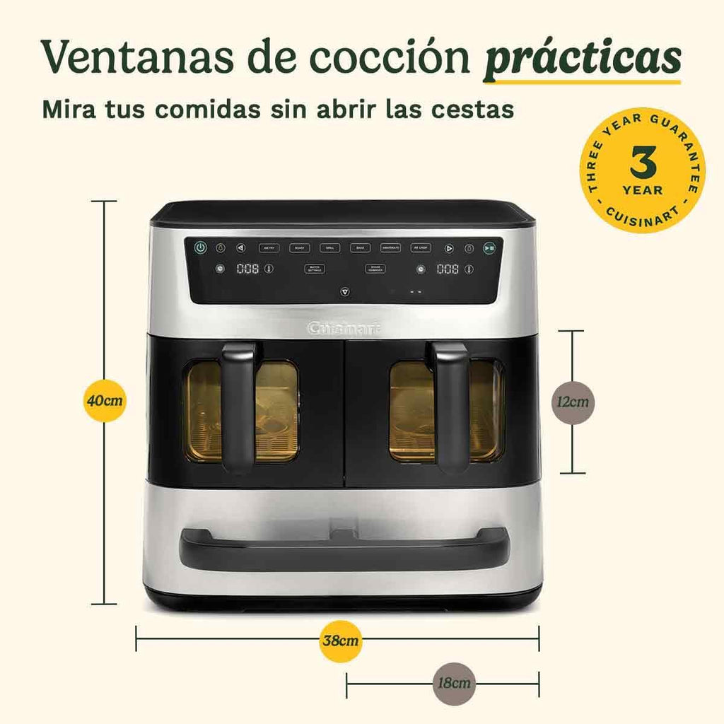 Cuisinart Tri Zone Air Fryer y Horno 13,6L sin PFAS | 3 zonas | 2 cestas 4,3L + horno 5L | 9 funciones: freír, asar, grillar, hornear, recalentar, deshidratar, pizza, tostar, manual