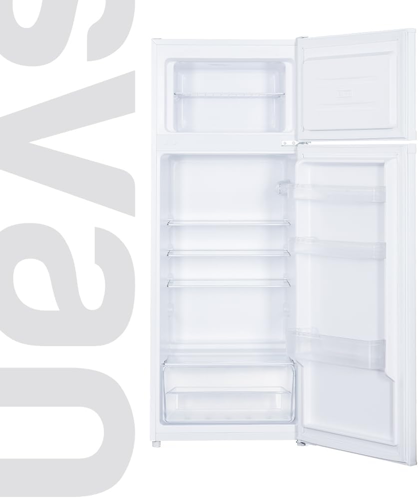SVAN Frigorífico 2 Puertas Blanco SF145501E. Capacidad 206 Litros, Puerta Reversible, Bajo Nivel Sonoro, Eficiencia Energética Clase E