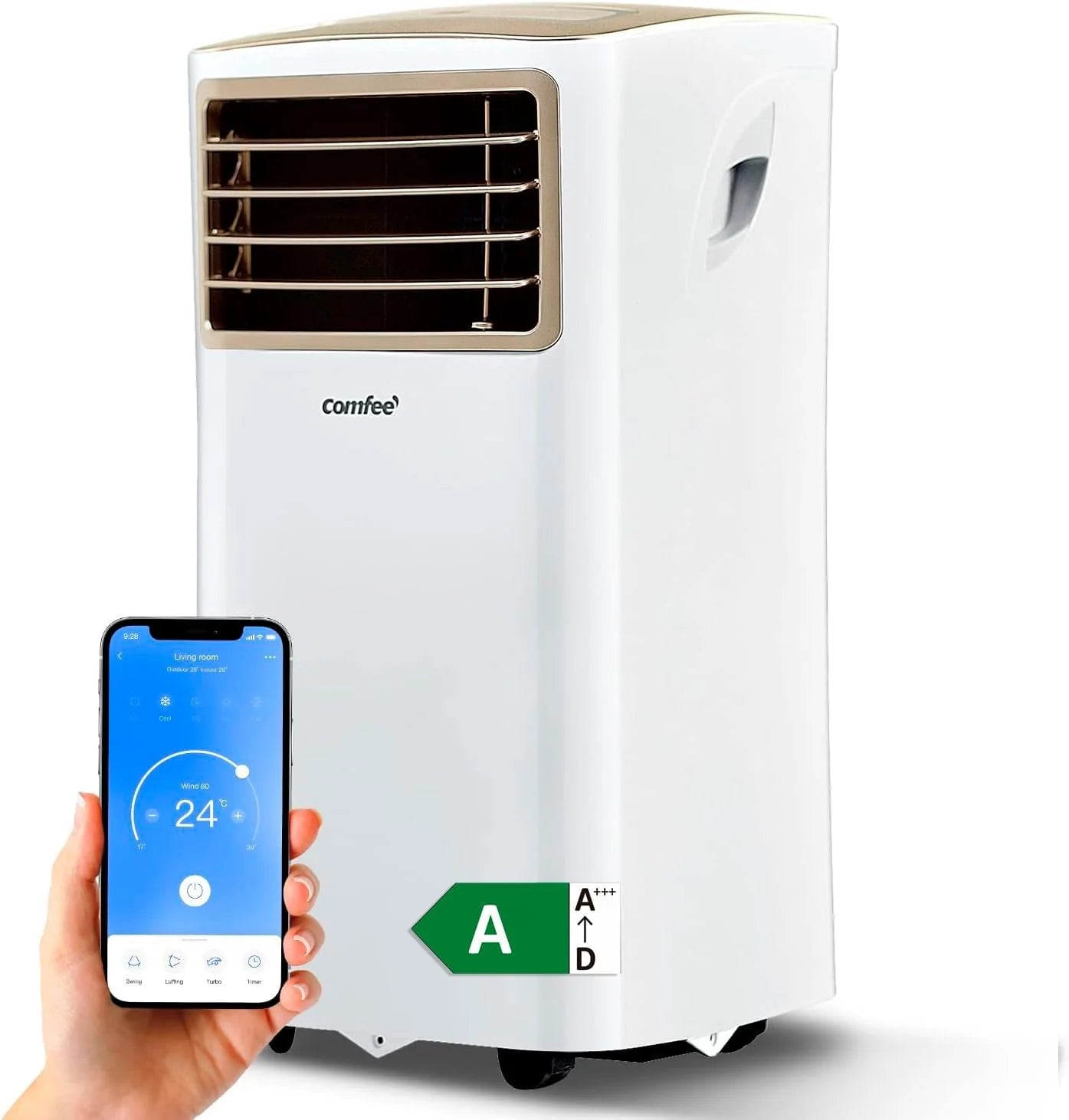 COMFEE Penguin Portable Air Conditioner 3 in 1 | 9000 BTU/2250 Refrigerators with App + Remote Control | Air Conditioner and Dehumidifier | Low Consumption | Follow Me Function | Includes Window Kit