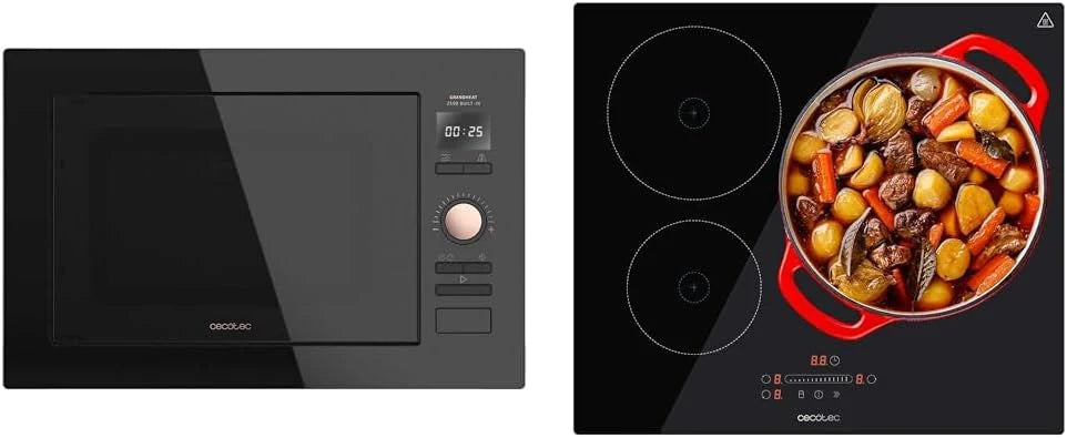 Cecotec GrandHeat 2590 Built-In Black Digital Built-in Microwave, 900 W, Built-in, 25 Liters, Touch, Grill 1000 W, 8 Preset Functions, Timer