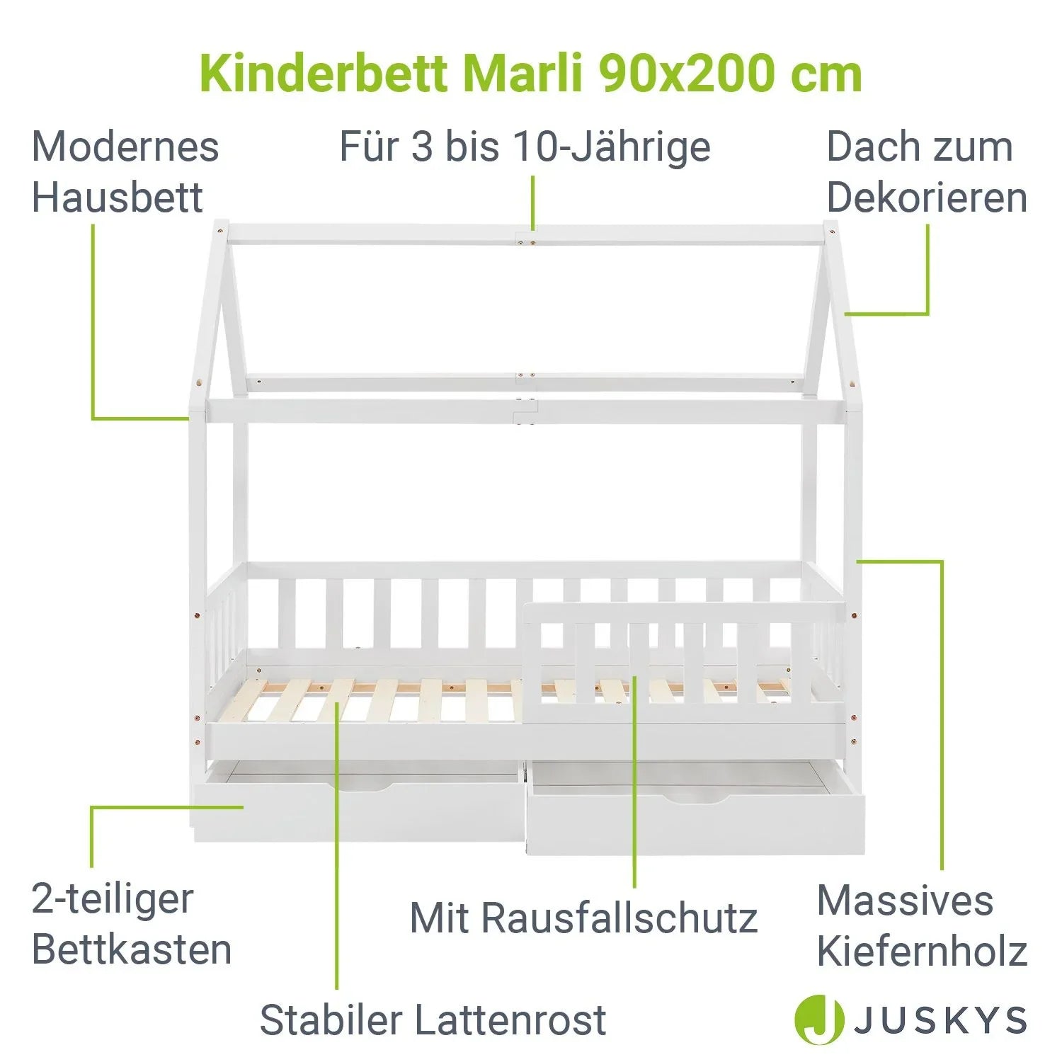 2026 Cama infantil Marli 90 x 200 cm con cajones de almacenamiento