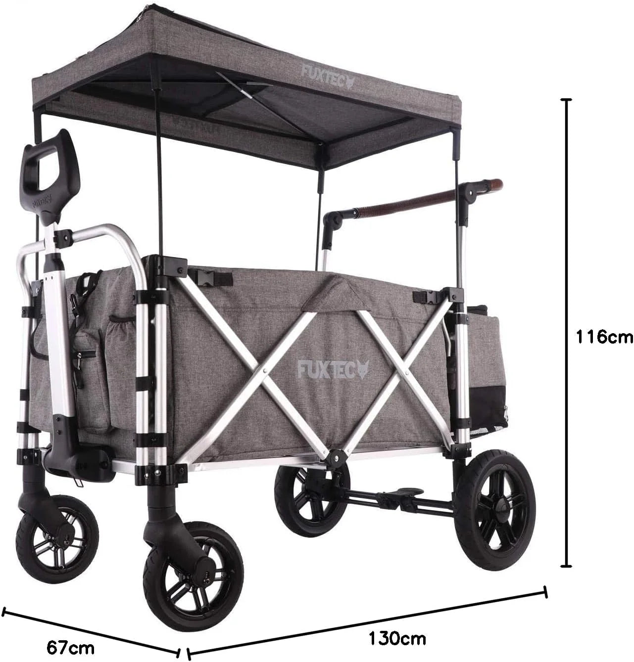 FUXTEC FX-CTL900 Premium Grey, Original Folding Trolley for Children, Ideal Garden, Beach or City, Push or Pull, Load up to 75 kg.