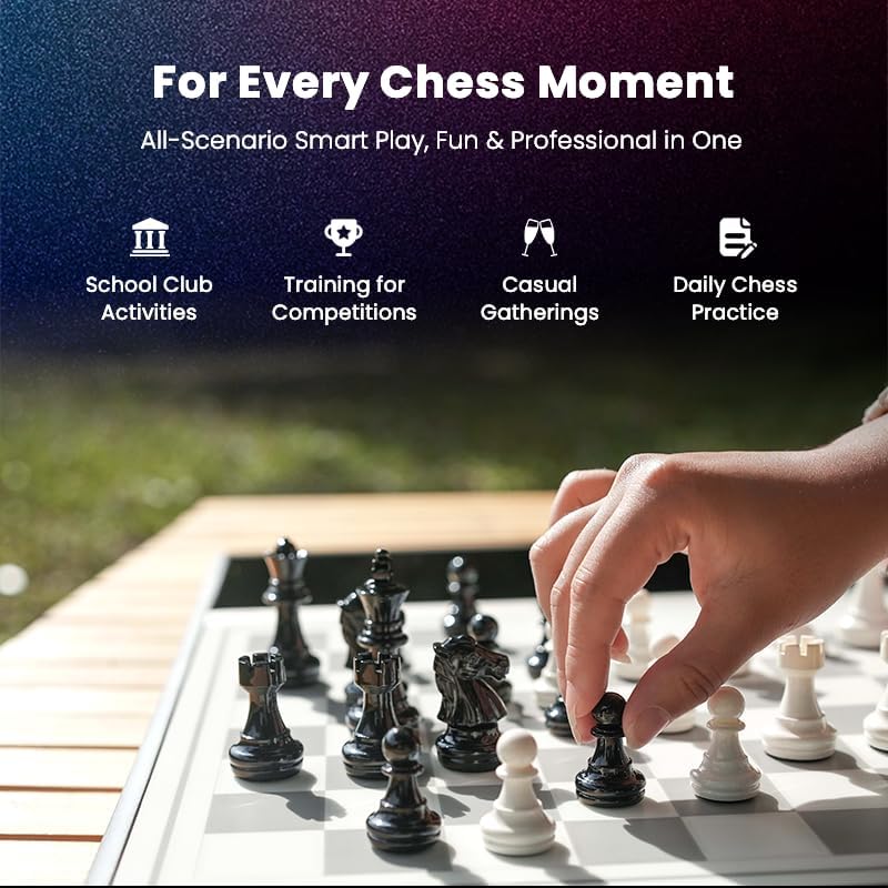Chessnut EVO AI Chessboard - Motor Maia Integrado, BOT de ajedrez Personalizable, reconocimiento Completo de Piezas, soporta Plataformas Principales, diseño Inteligente Todo en uno