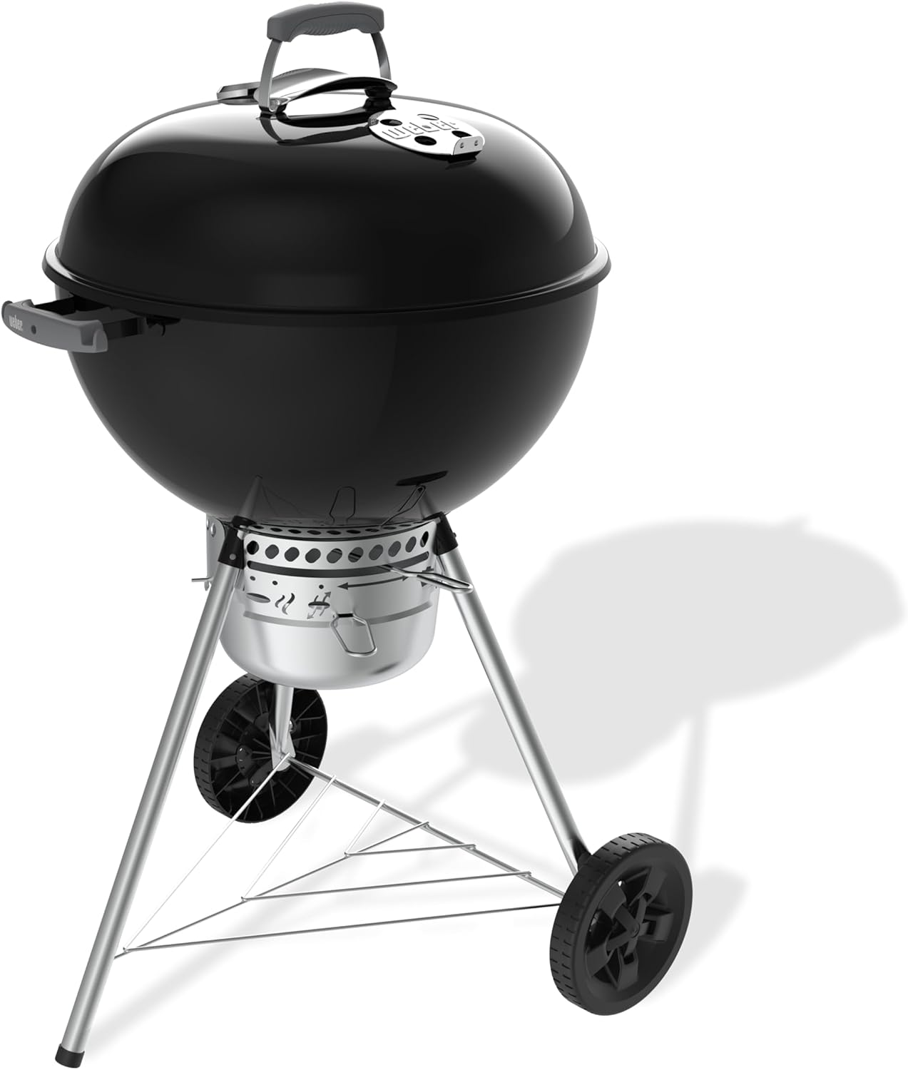 Weber Grill Węglowy Weber Original Kettle Premium, Pokryty Emalią Porcelanową, Powierzchnia Grillowania 57cm, System Czyszczenia One-Touch, Termometr w Pokrywie, Stojak Trójnożny, Kółka, Czarny
