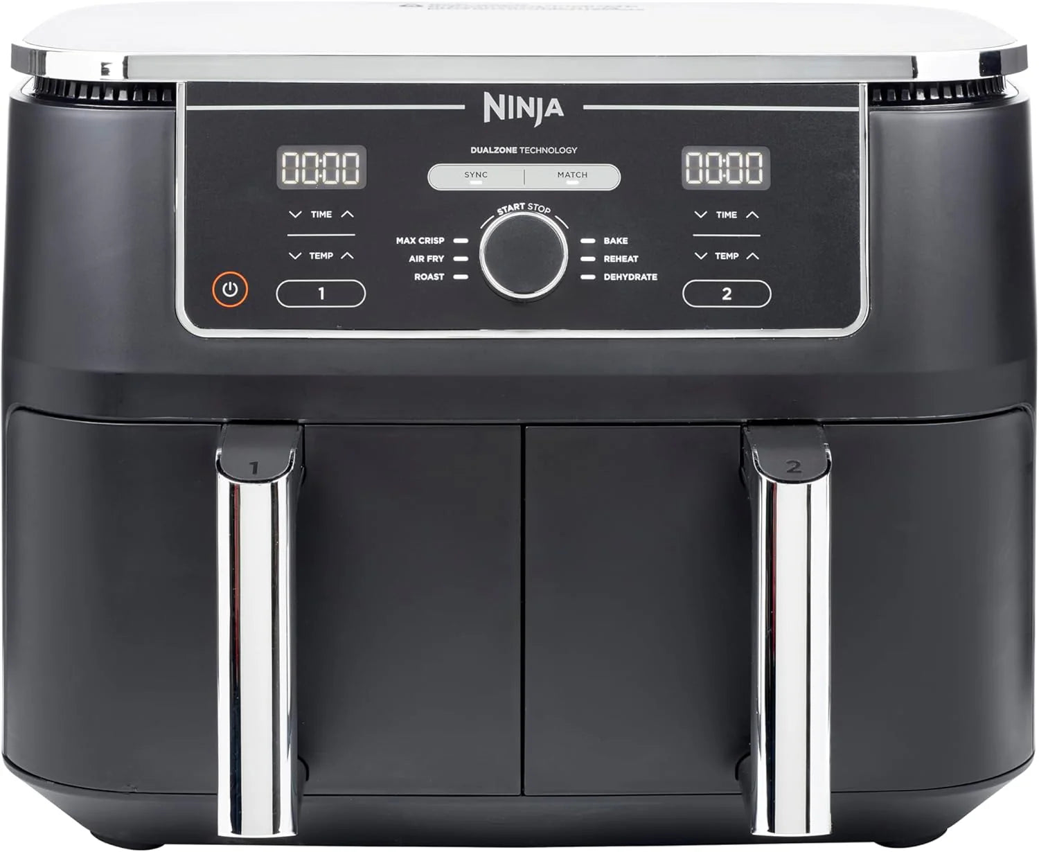 Ninja MAX Oil Free Double Compartment Air Fryer with 2 Drawers, 9.5 Litre, Oil Free, Air Fry, Max Crisp, Roast, Bake, Reheat, Dehydrate, Non-Stick Baskets, Gold Stone, DZ400EUSTGD