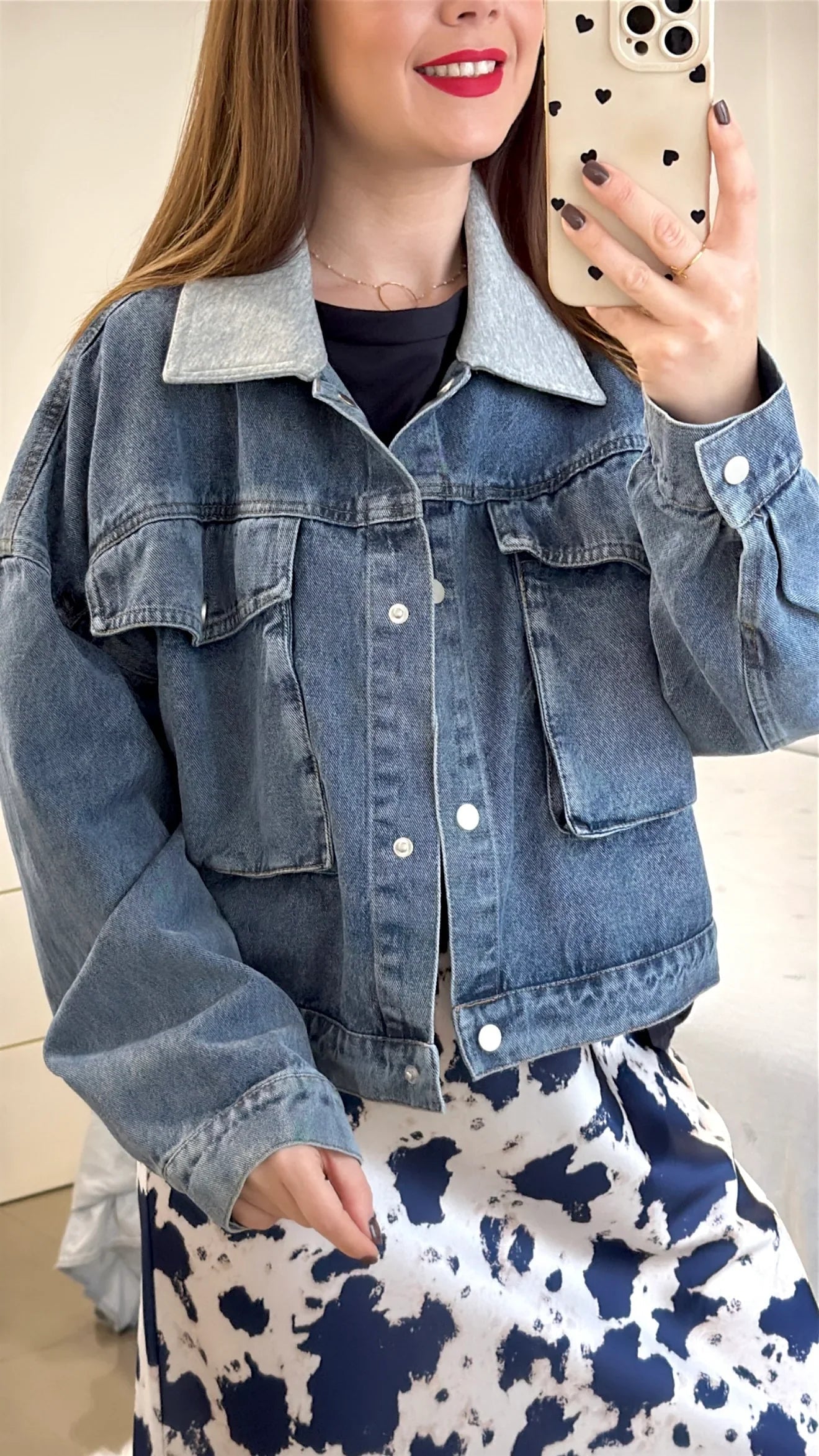 CHAQUETA DENIM CUELLO GRIS