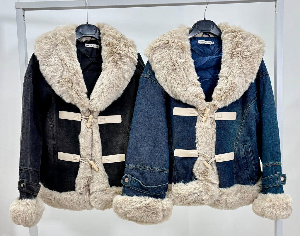CHAQUETA DENIM + PELO