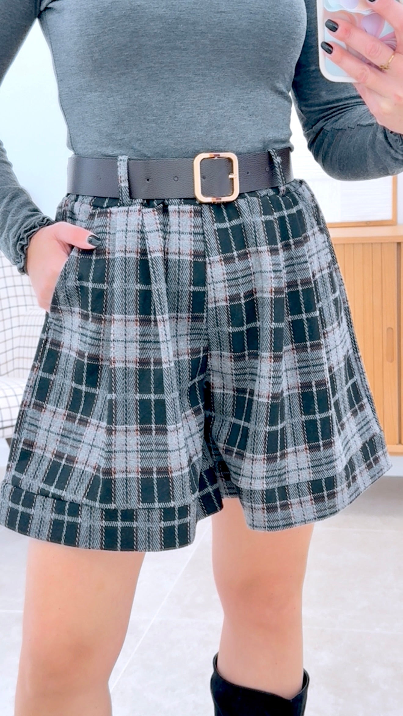 SHORT CUADROS + CINTUR¨®N