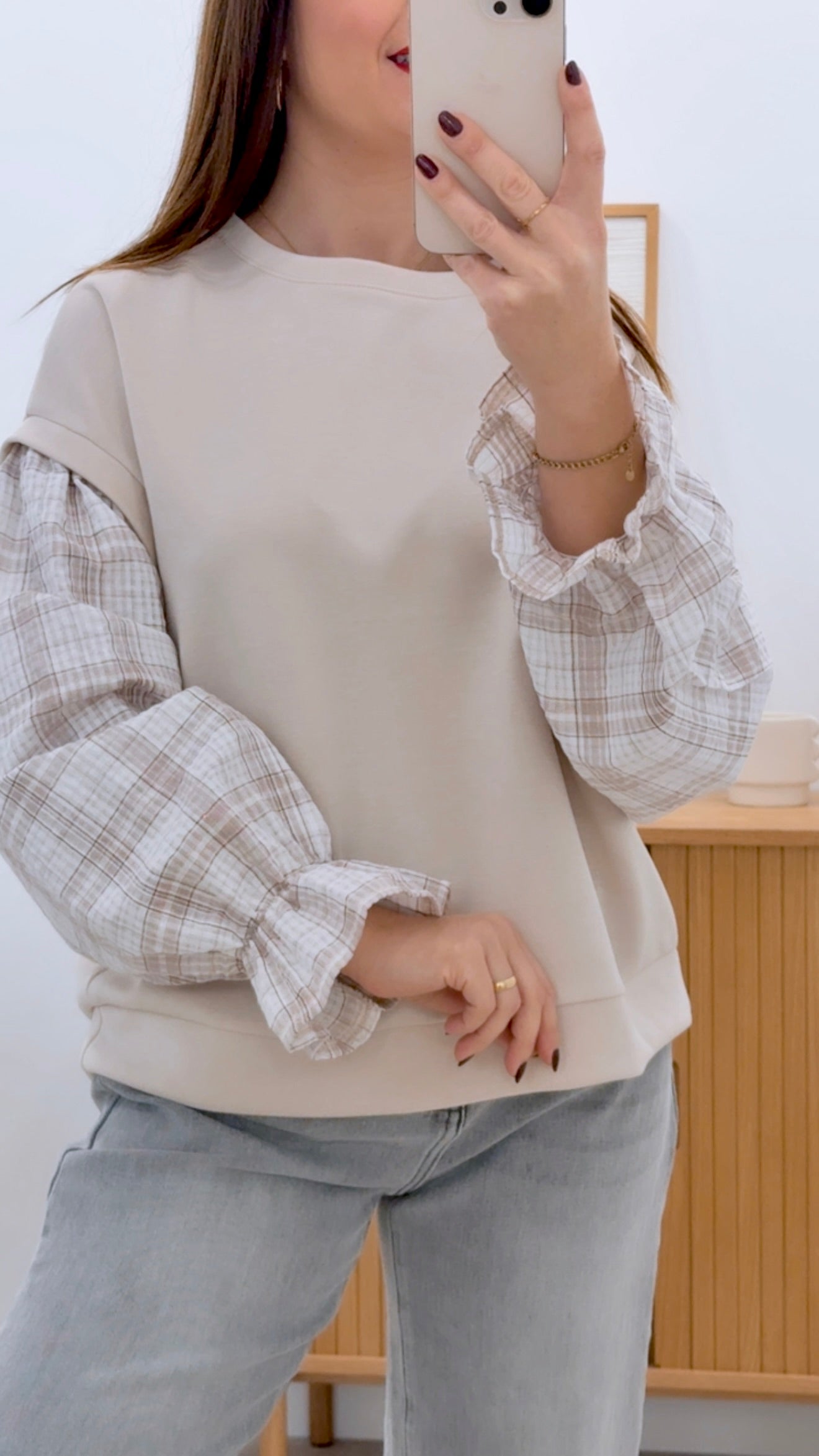 SUDADERA MANGA VICHY