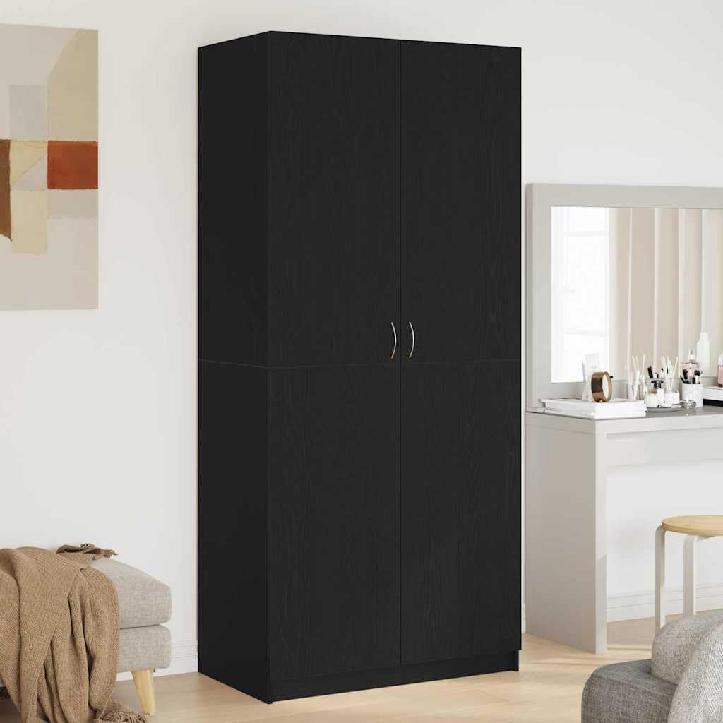 vidaXL Armario Roble Negro 90 x 52 x 200 cm Madera contrachapada, Almacenaje Moderno para Sala, Armario Rectangular, Organizador eficiente, solución Chic y ahorradora de Espacio