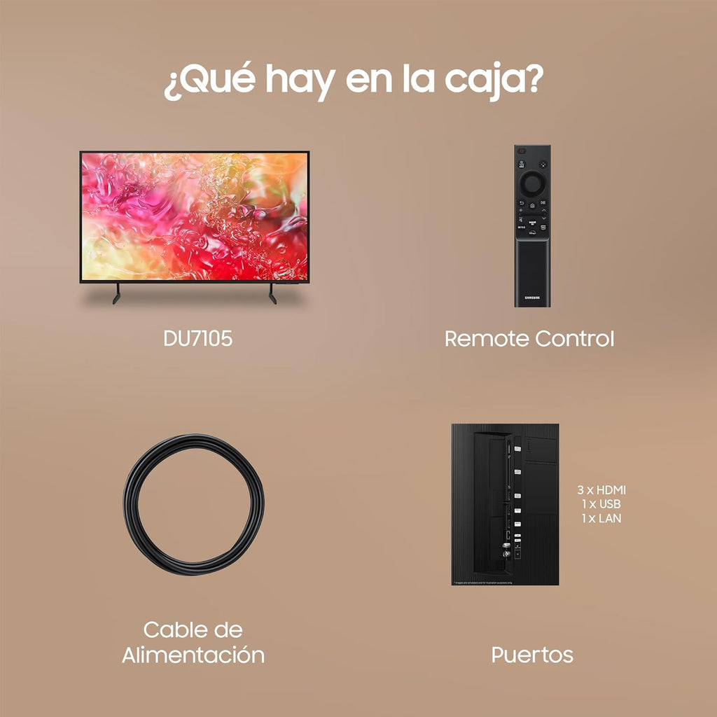 TV Crystal UHD 2024 50DU7105 Smart TV de 50" Crystal UHD con Colores Puros con PurColor, el Mejor Smart TV, Todos los Altavoces a la Vez con Q-Symphony y controla tu casa con SmartThings
