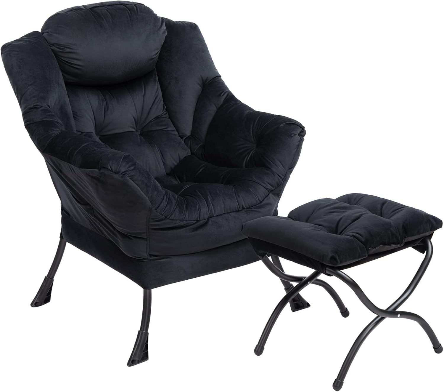HollyHOME Poltrona, Relax Poltrona con Braccioli e Divano Pocket, Tessuto in Velluto, Leisure Sofa con Tessuto Moderno e Struttura in Acciaio, Blu Scuro