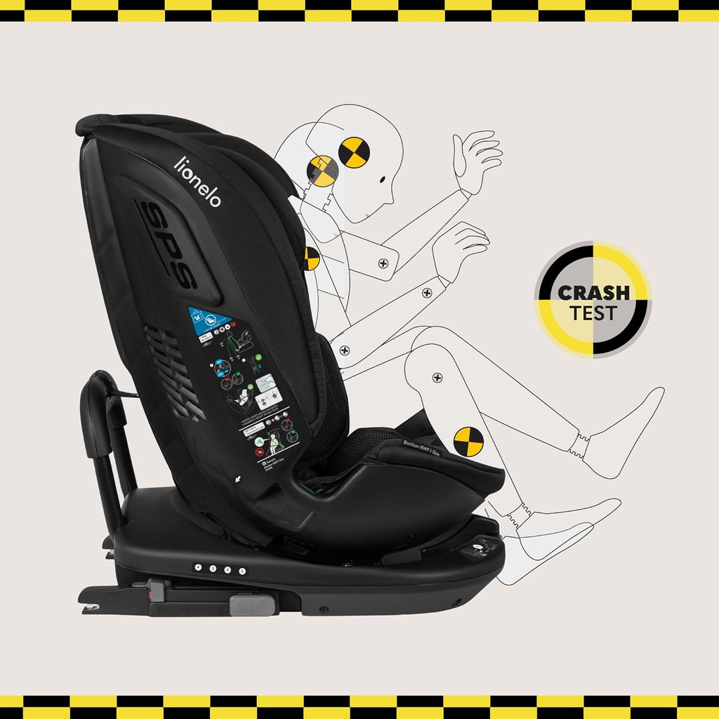 LIONELO Bastiaan RWF i-Size Silla de Coche para Bebé Giratoria 360° 0-36kg, Instalaciión Delantera y Trasera (18kg), ISOFIX TopTether, Reposacabezas y Respaldo Ajustables Protección Lateral