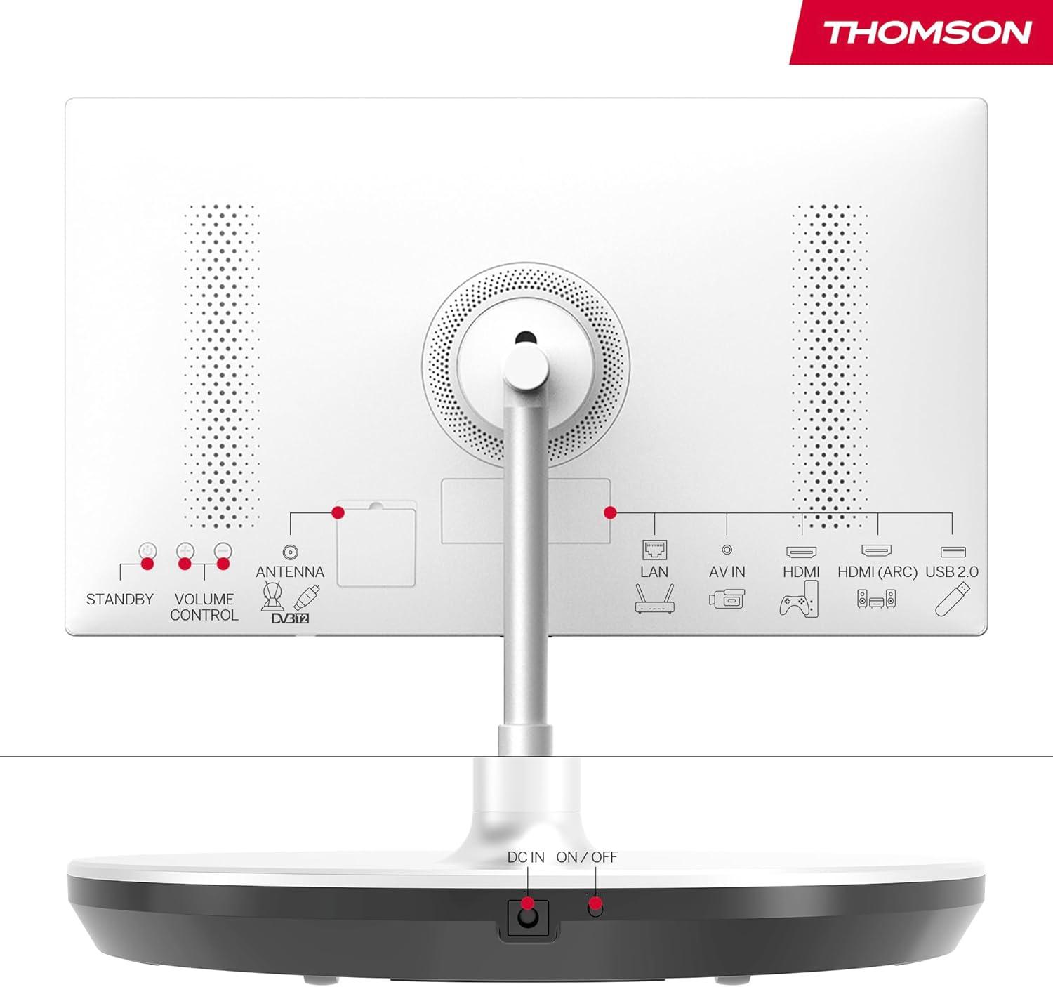THOMSON 32 Pulgadas (81 cm) Go TV, Televisor Android Portátil – HD Ready (1366x768), Control por Voz, Bluetooth 5.1, Wi-Fi, Función de Punto de Acceso, hasta 4 Horas de Autonomía - 32HA4M44