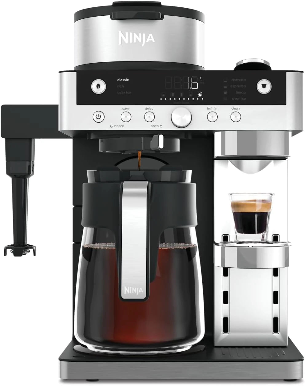 Ninja Prestige CFN802EU 2-in-1 Filter and Pod Coffee Maker with Built-In Frother, Brews Lattes, Iced Coffee and Flat Whites, Black