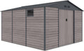 Gardiun Caseta Metálica Surrey 13 m2 Exterior 340x382x226 cm de Acero con Ventana Lateral y Efecto Madera Veteada