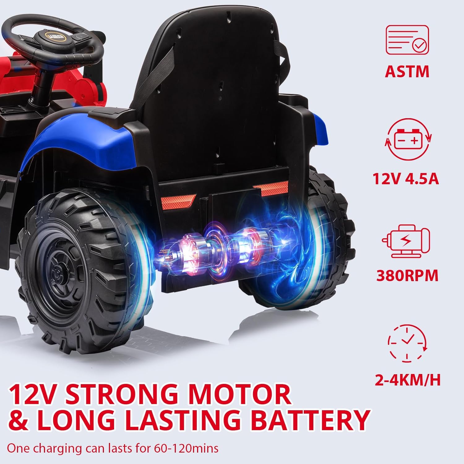 Tractor Eléctrico Infantil 4 En 1 De 12 V Con Excavadora/Buldózer/Techo Desmontable - Control Remoto Parental De 2.4 G, Bocina y Velocidad Ajustable (2-4 Km/h) - Juguete Seguro Para Niños De 3 Años En