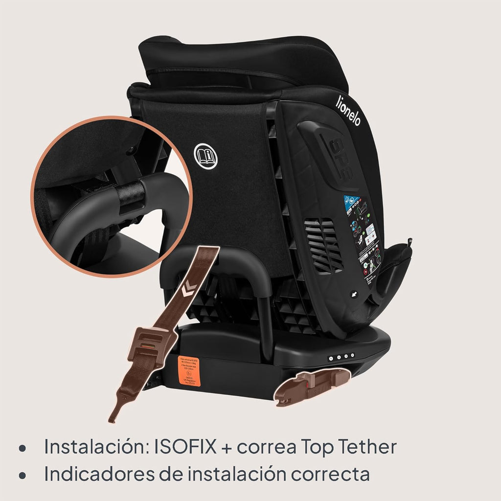 LIONELO Bastiaan RWF i-Size Silla de Coche para Bebé Giratoria 360° 0-36kg, Instalaciión Delantera y Trasera (18kg), ISOFIX TopTether, Reposacabezas y Respaldo Ajustables Protección Lateral