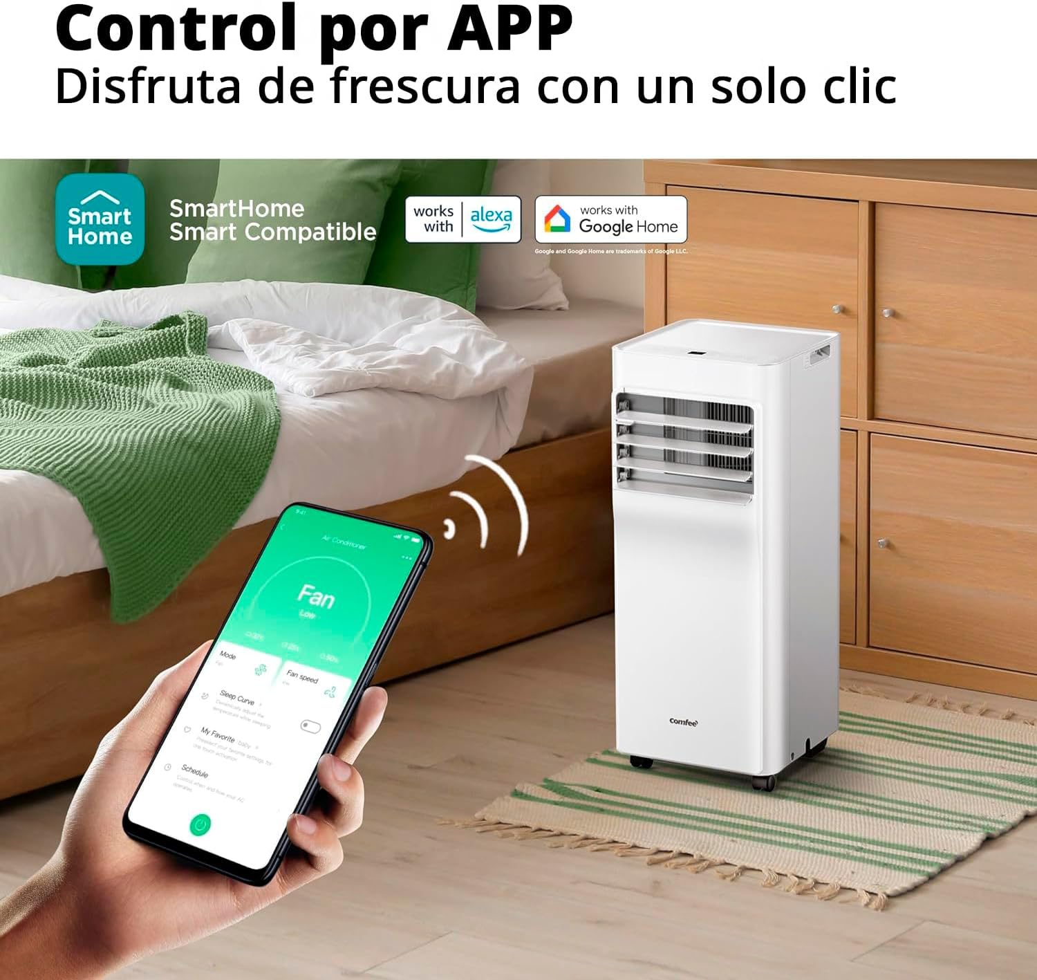 COMFEE Pingüino Aire Acondicionado Portátil 9000 BTU/2300 Frigorías Breezy Cool Pro – Climatizador sin unidad exterior, Bajo Consumo, App Control y Kit de Ventana – Refrigera, Ventila y Deshumidifica