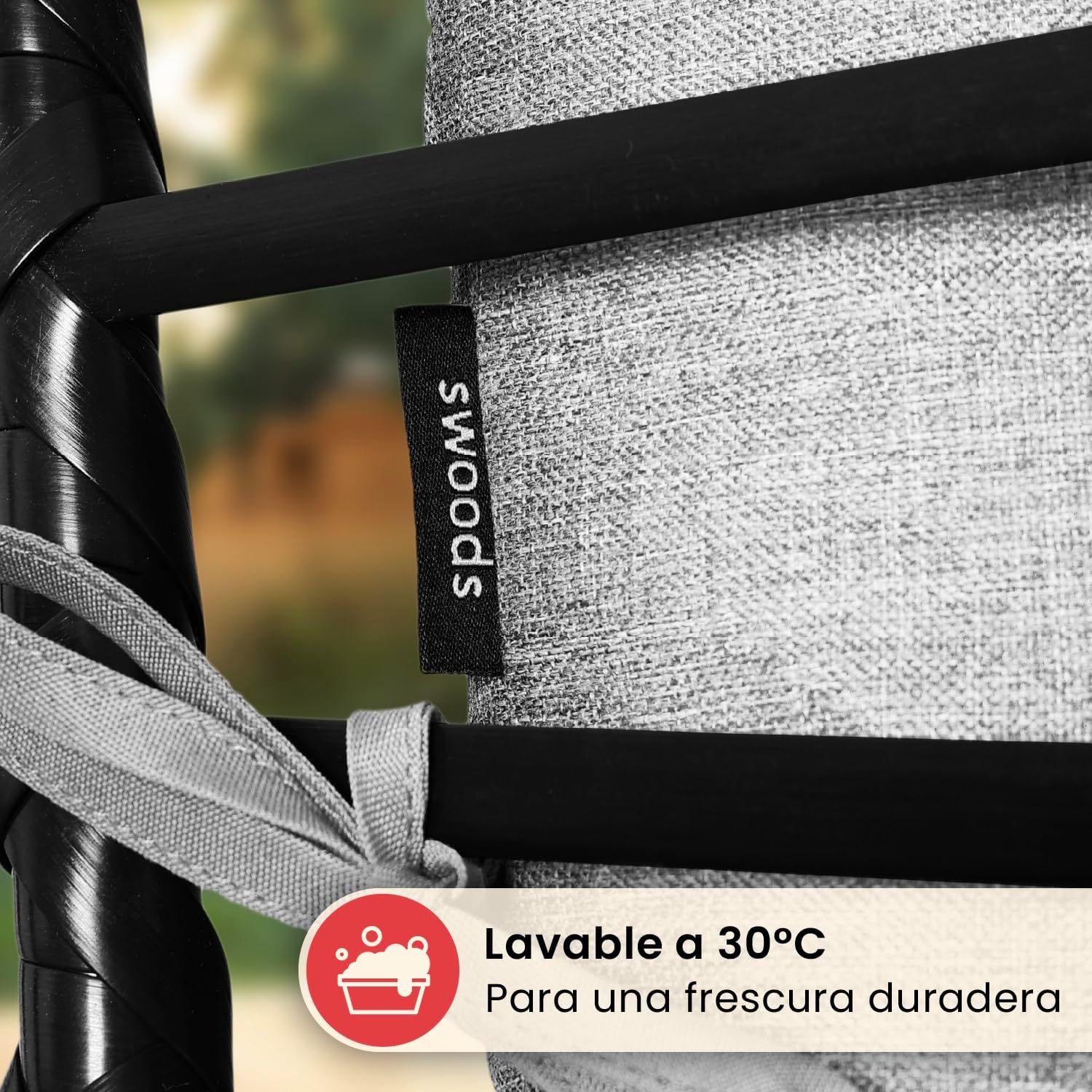 Swoods XXL Silla Colgante de Jardín - para Interior y Exterior - Silla Colgante con Base - Incluye Cojines - Resistente a la Intemperie - Carga máxima 150 kg