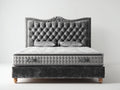 Camas dobles tapizadas 200x160x120 cm - gris oscuro - diseño clásico capitoné