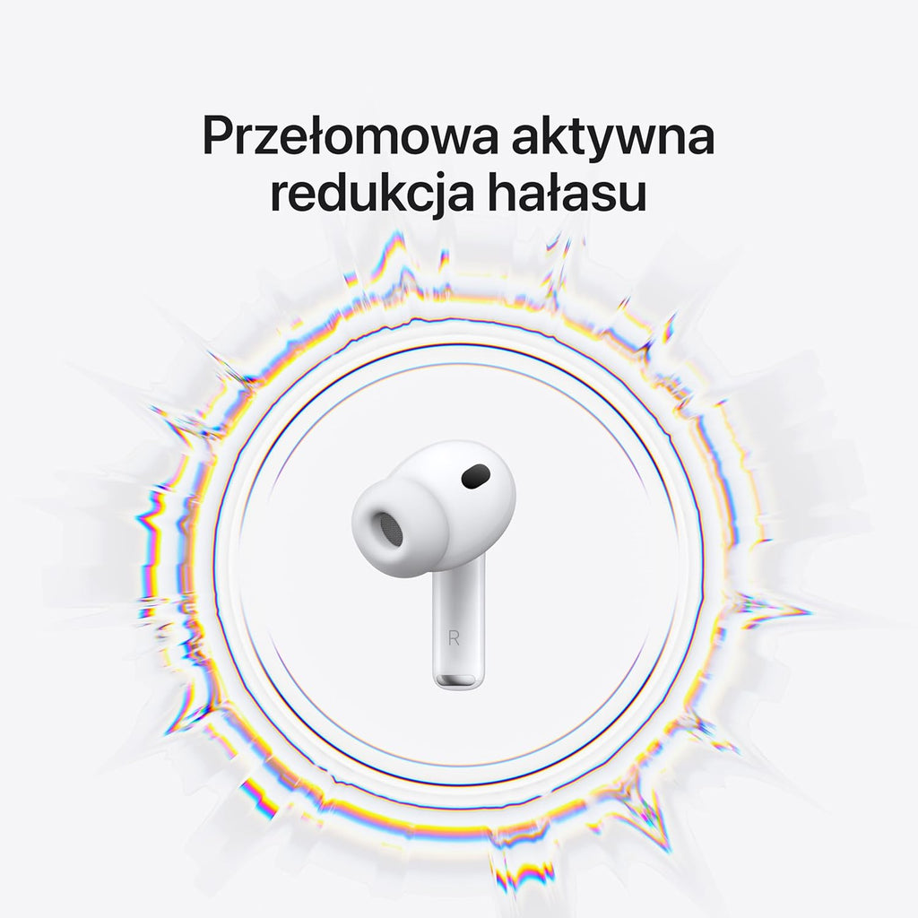 Apple AirPods Pro 3 Bezprzewodowe słuchawki, aktywna redukcja hałasu, pomiary tętna, funkcja aparatu słuchowego, Bluetooth, dźwięk przestrzenny, Hi-Fi, ładowanie przez USB-C