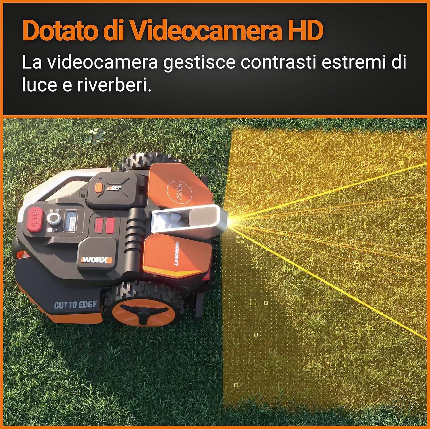 WORX Landroid Vision M550 WR205E Robot cortacésped para Jardines de hasta 550 m² – Robot cortacésped Inteligente sin Cable de limitación – WiFi y Bluetooth – prevención Activa de obstáculos con