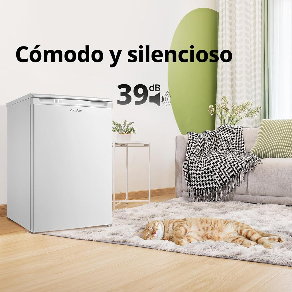 COMFEE' RCU83WH3EU(E) Congelador vertical independiente 88 Litros, 3 cajones, Congelador de gran capacidad, Termostato ajustable, Puerta reversible, Blanco