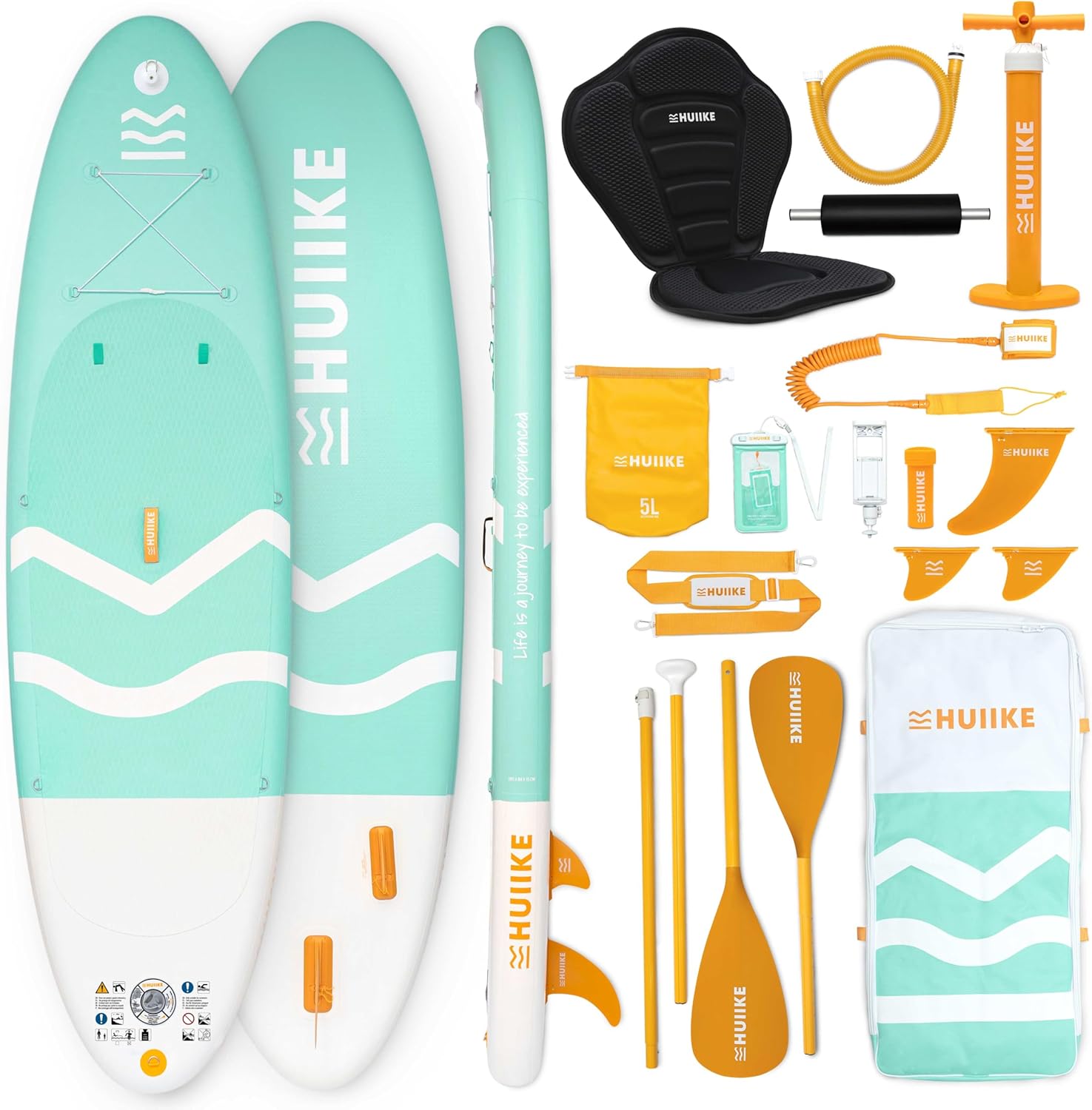 HUIIKE Tabla Paddle Surf Hinchable con Accesorios Incluidos, Remo, Quillas, Inflador. Stand Up Paddle Board Gran Estabilidad y Resistencia. 305 x 84 x 15 cm, Soporta hasta 130 kg
