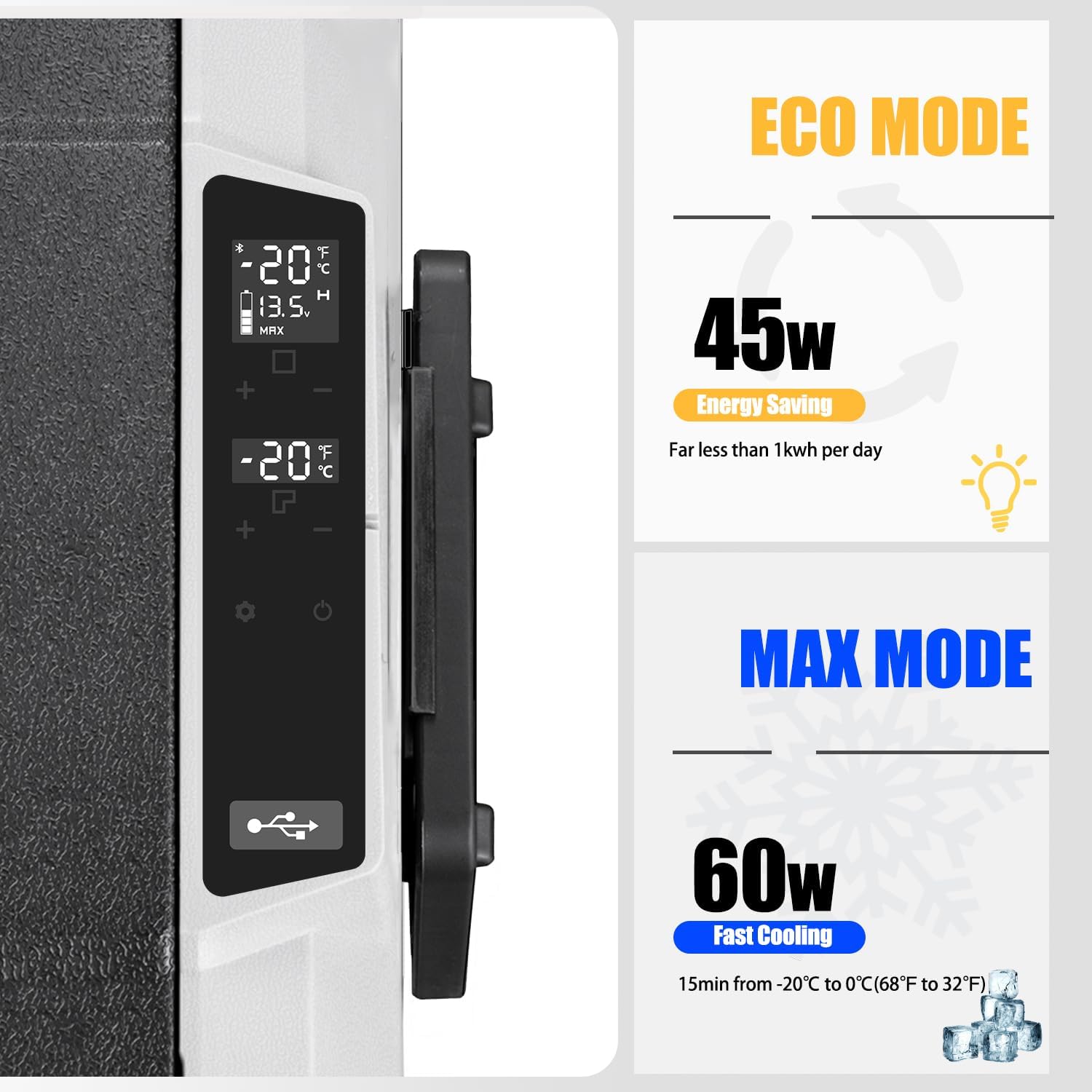 Alpicool T50 50 litros Nevera portátil 12 V 24 V congelador, pequeño congelador para coche, camping, camión, barco y enchufe con puerto USB