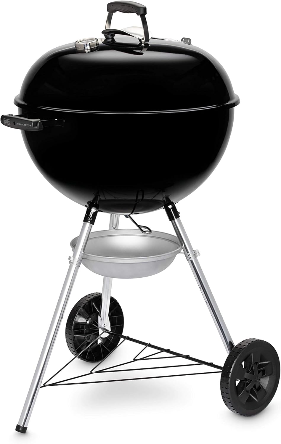 Weber Grill Węglowy Weber Original Kettle Premium, Pokryty Emalią Porcelanową, Powierzchnia Grillowania 57cm, System Czyszczenia One-Touch, Termometr w Pokrywie, Stojak Trójnożny, Kółka, Czarny