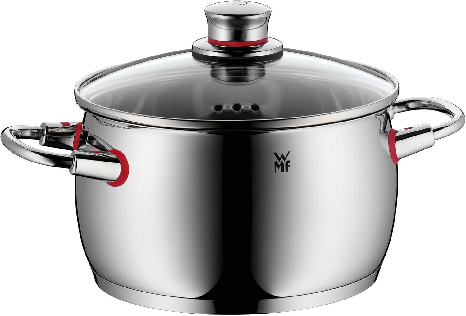 WMF Quaity One 9-Piece Cookware Set, Stainless Steel Suitable for Induction, 1 Low Saucepan 20 cm, 3 Saucepans 16 cm, 20 cm and 24 cm, 1 Saucepan 16 cm with 4 Glass Lids