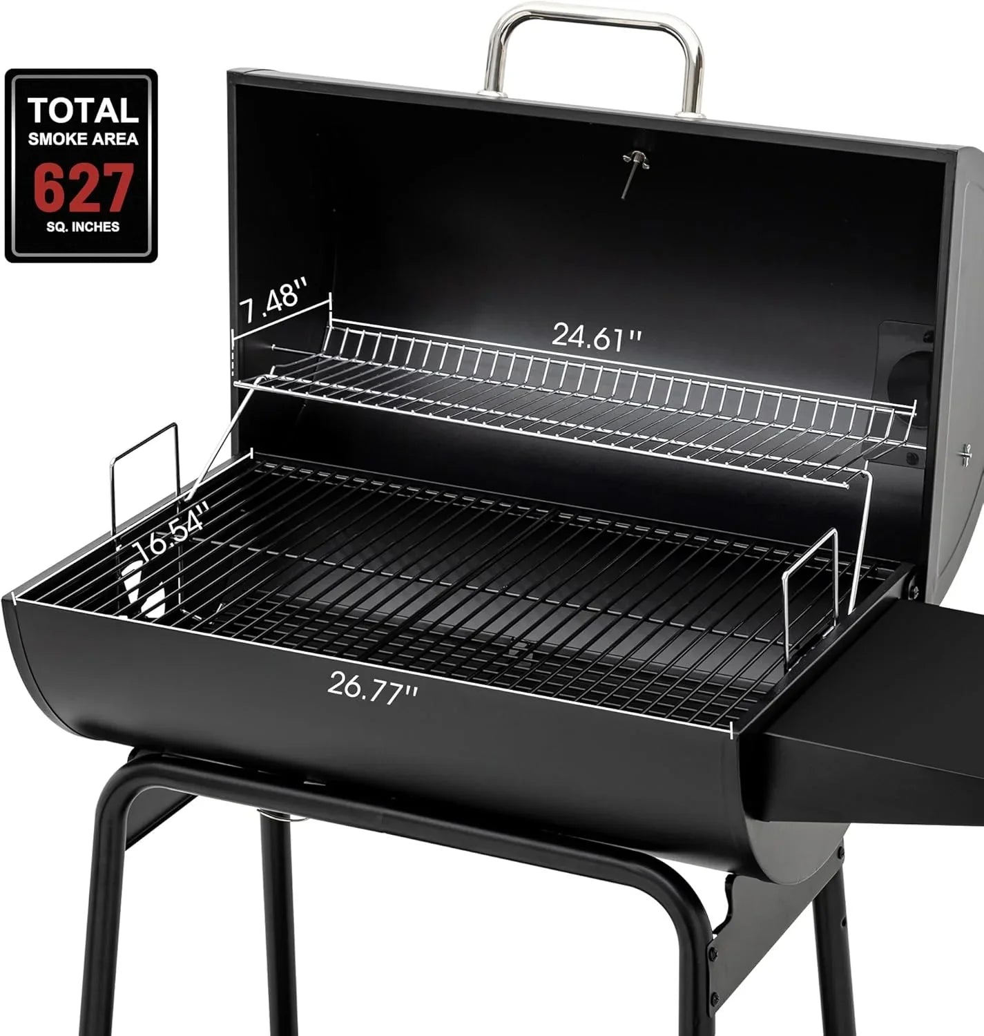 2026 Parrilla de carbón Royal Gourmet CC1830 de 30 pulgadas con mesa lateral, barbacoa exterior con 627 pulgadas cuadradas de espacio de cocción para jardín, terraza y fiestas, color negro