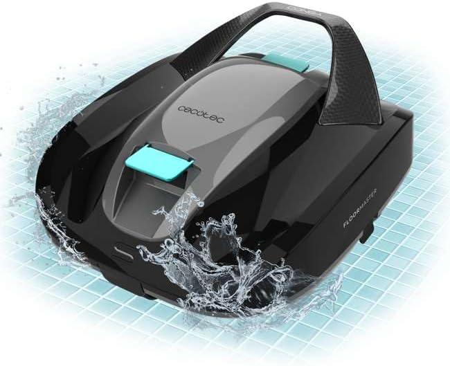 Cecotec Robot Limpiafondos Piscina sin Cable Conga Pooldroid 2000 FloorMaster. Autonomía 100mins, Piscina sin Pendientes, hasta 80m2, Profundidad Máxima 2,5m, Capacidad 2,5L, Filtro Alta Eficiencia