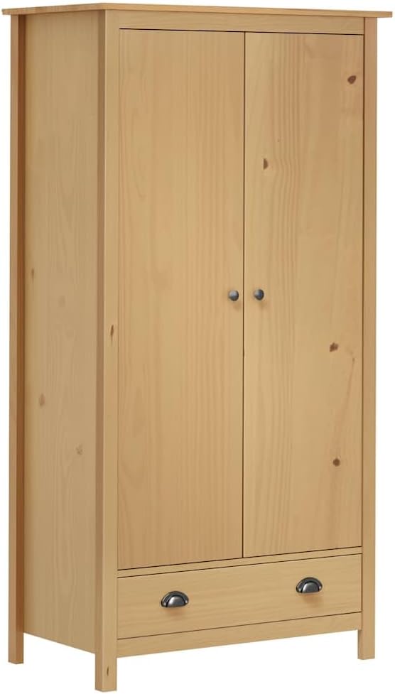 vidaXL Armario de 2 Puertas Muebles para Ropa Roperos Guardarropas de Dormitorio Organizador Colgar Almacenamiento 89x50x170 cm Blanco Madera Pino