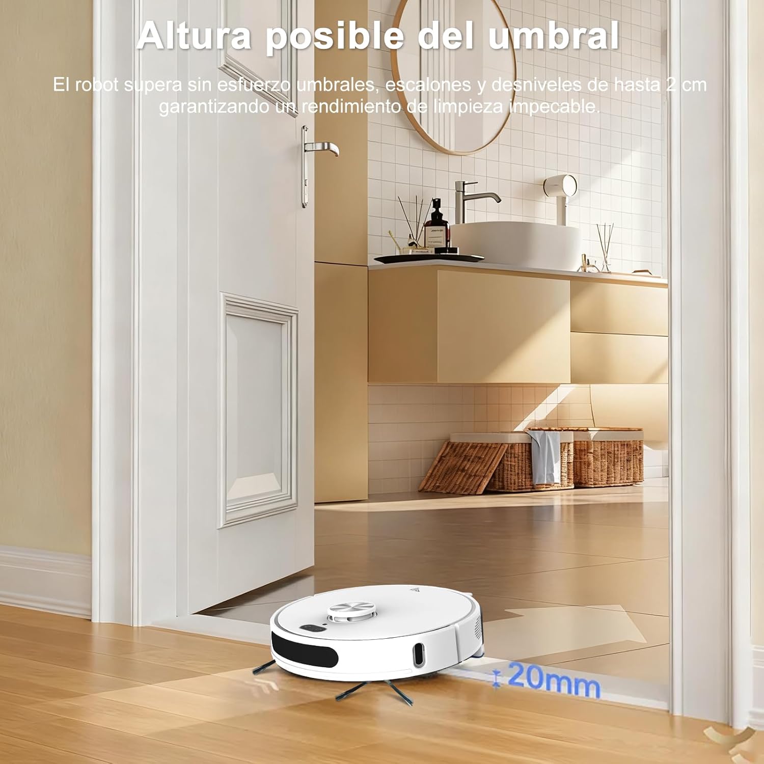 Robot Aspirador y fregasuelos hasta 8000 Pa Potente succión Autovaciado Autonomía de 220 Minutos Navegación Láser LiDAR y Mapeo Lnteligente,Limpieza Personalizada Control por Voz y App