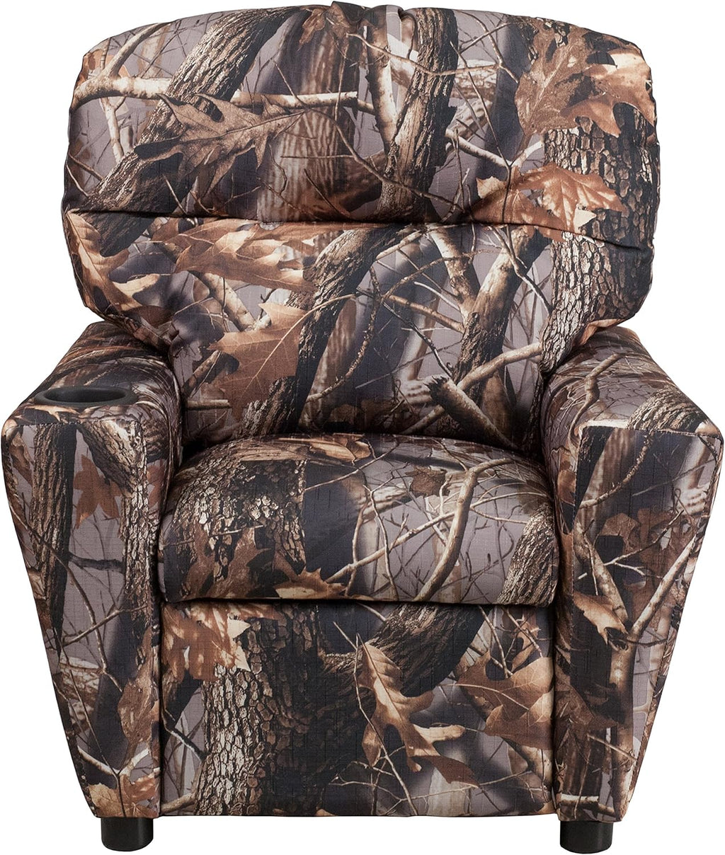 Flash Furniture Współczesny leżak dziecięcy z uchwytem na kubki, drewno, beżowy winyl, 66,04 x 53,34 x 53,34 cm