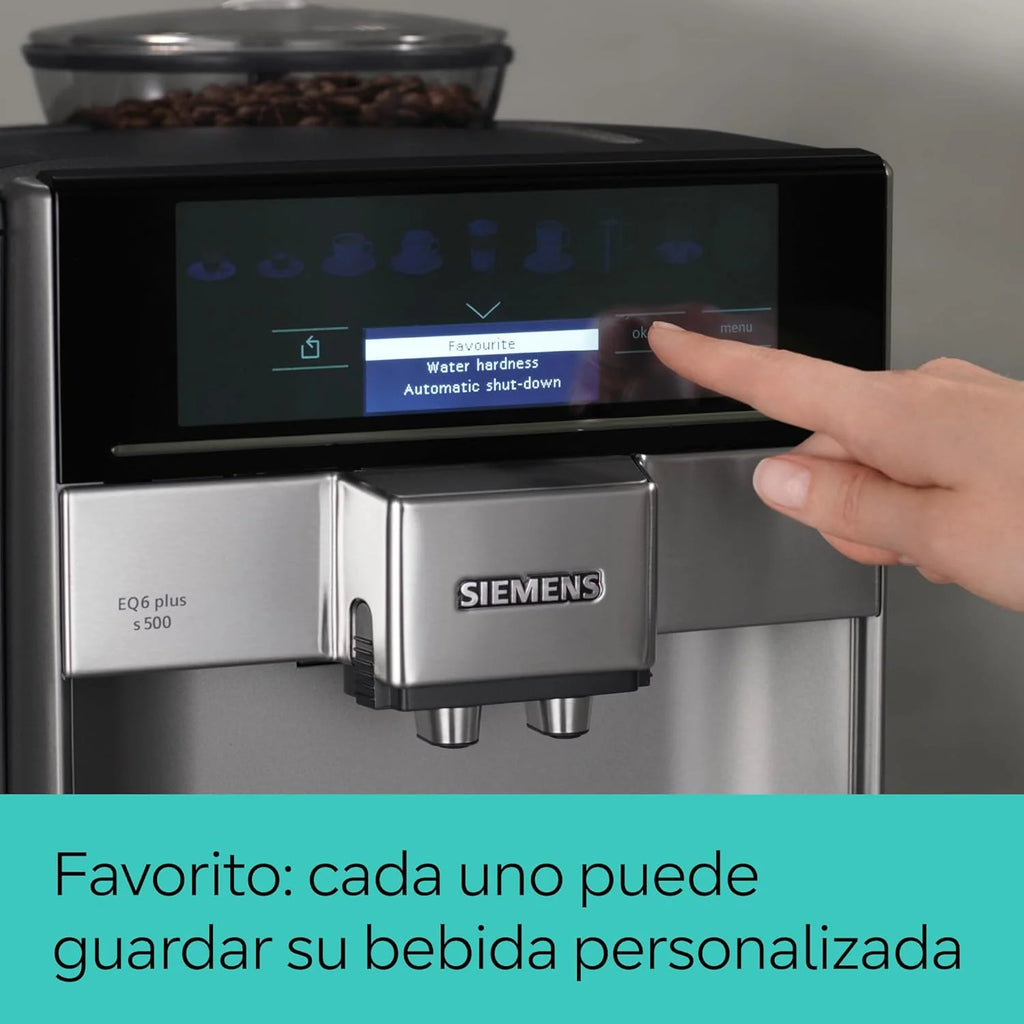 Siemens - Superautomatic coffee maker, EQ6 plus s500, aromaDouble Shot, autoMilk Clean, ceramDrive, Display CoffeeSelect, Black/Inox, TE655203RW