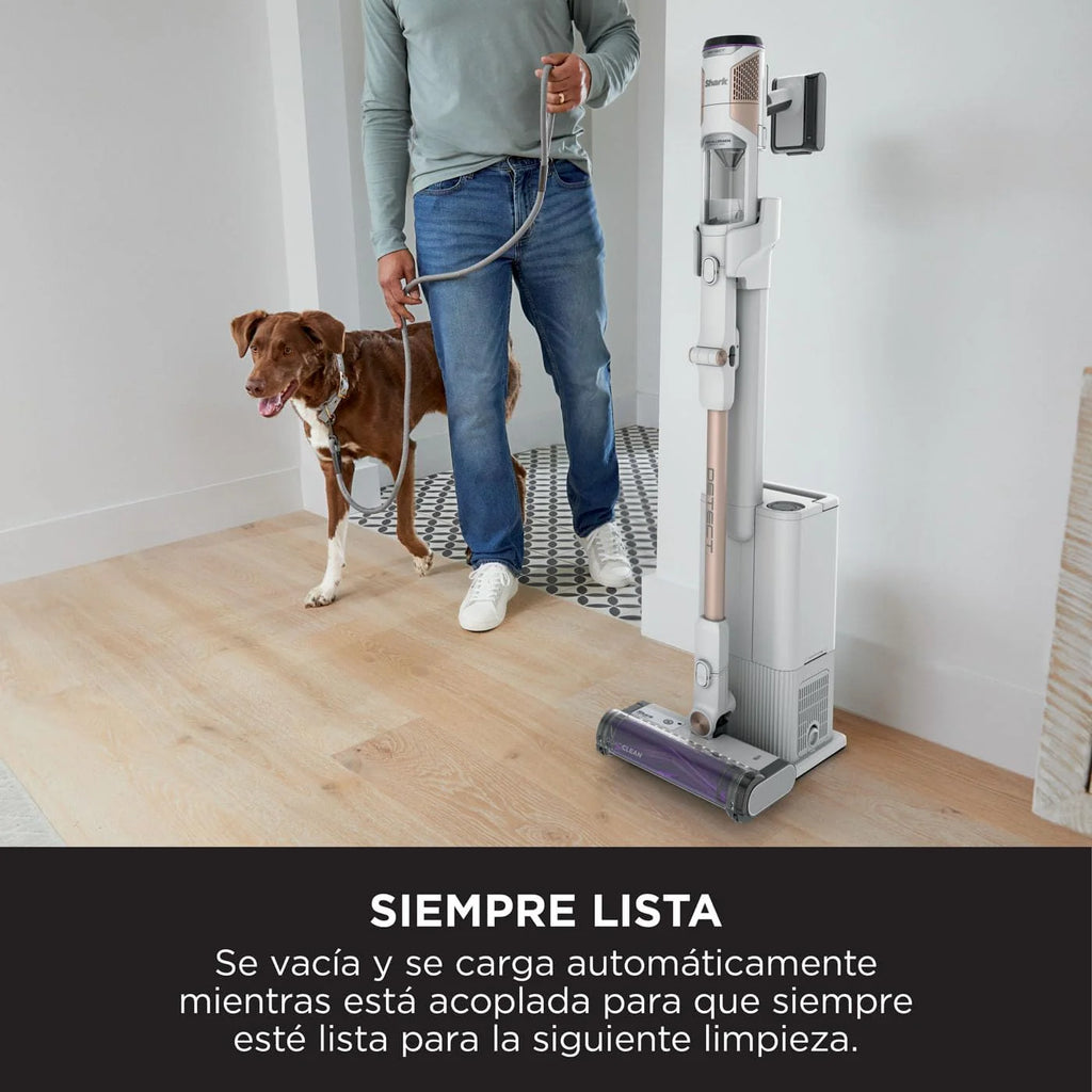 Shark Detect Clean & Empty Bagless Cordless Vacuum, Dirt Detect Technology and Self-Empty Base 2L 60min Runtime, Anti Hair Wrap and Narrow Nozzle and Brush, White, IW3612EU