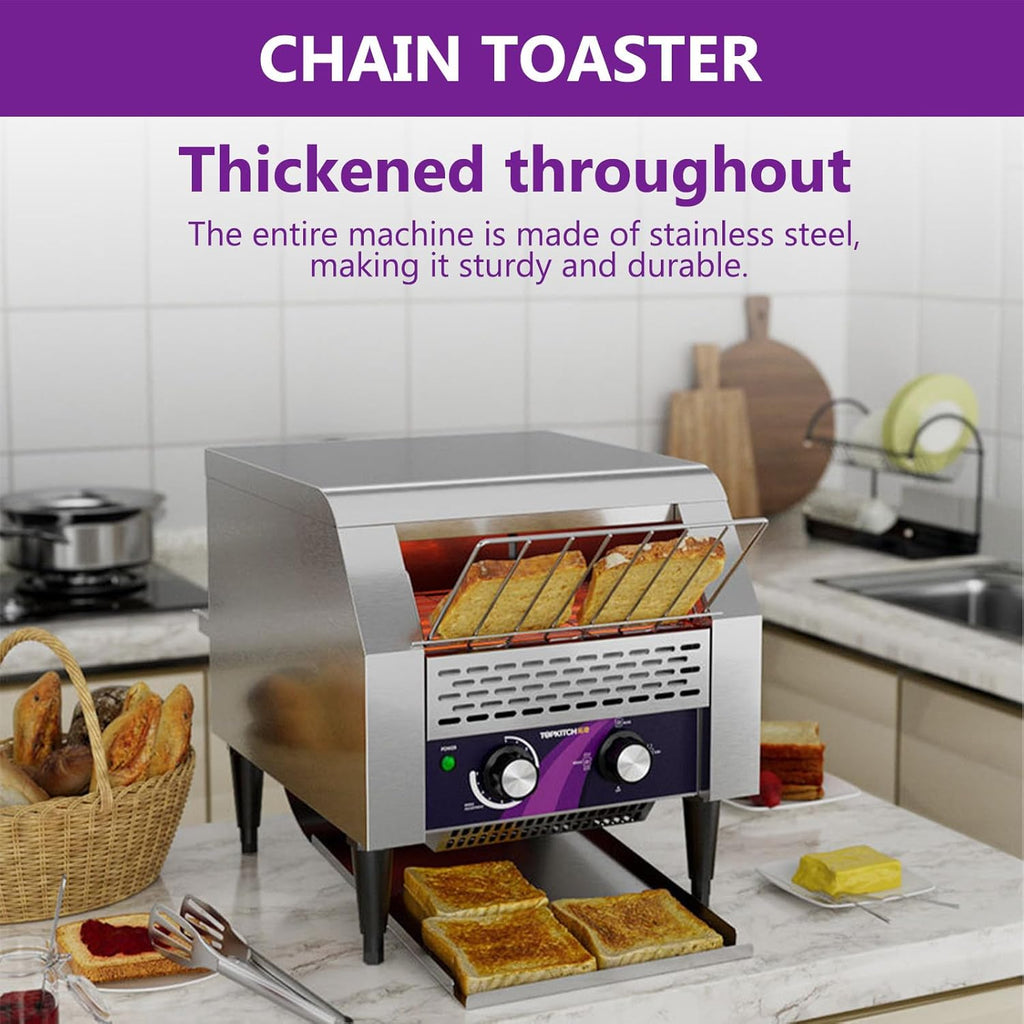 Tostadora Comercial, 150/300/450 Rebanadas de Pan Tostado por Hora, con TransmisióN por Cadena de Calentamiento, Resistente, para Mostrador Small