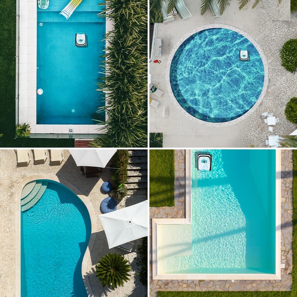 Cecotec Robot Limpiapiscinas para Fondos, Paredes y Línea de Flotación Conga Pooldroid 5000 TotalClean Pearl. Superficies 100m2, Pendiente Máx 90º, Limpieza Ordenada, Autonomía 100min, Capacidad 4L