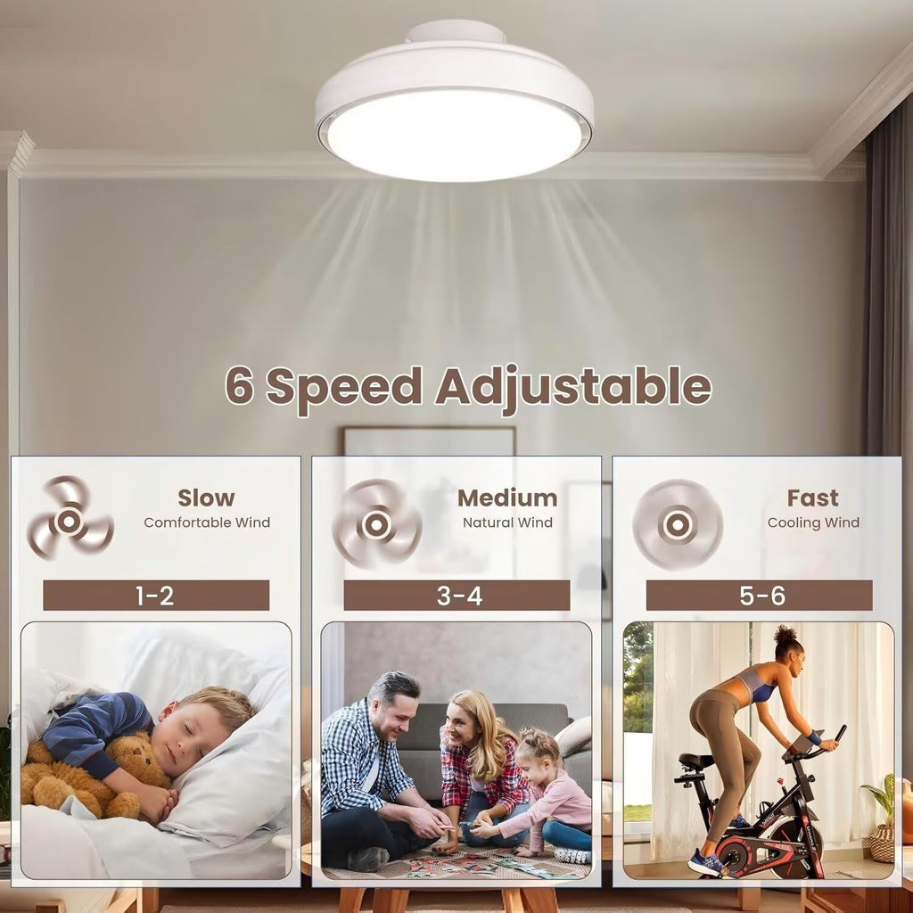 Silencioso Ventilador de Techo luz con Mando a distancia, Ventila Techo Sin Aspas con LED Moderno, 6 velocidades Reversibles, Smart Dimmable Ventilador Lámpara para Dormitorio Salón Bianco