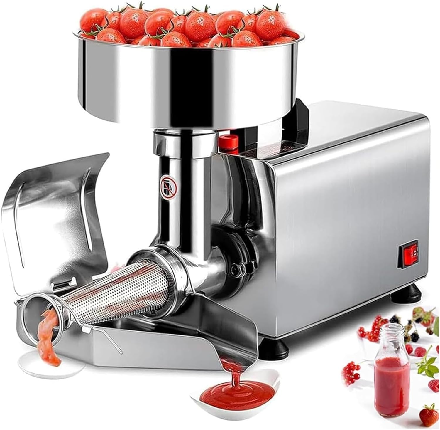 Prensa eléctrica de tomates y colador, procesador de alimentos comercial de acero inoxidable para salsa y jugo, 220 V